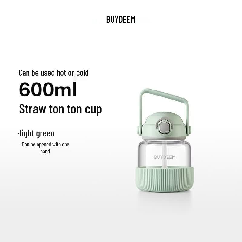 Buydeem 600ml High-Capacity Glass Tumbler with Straw
