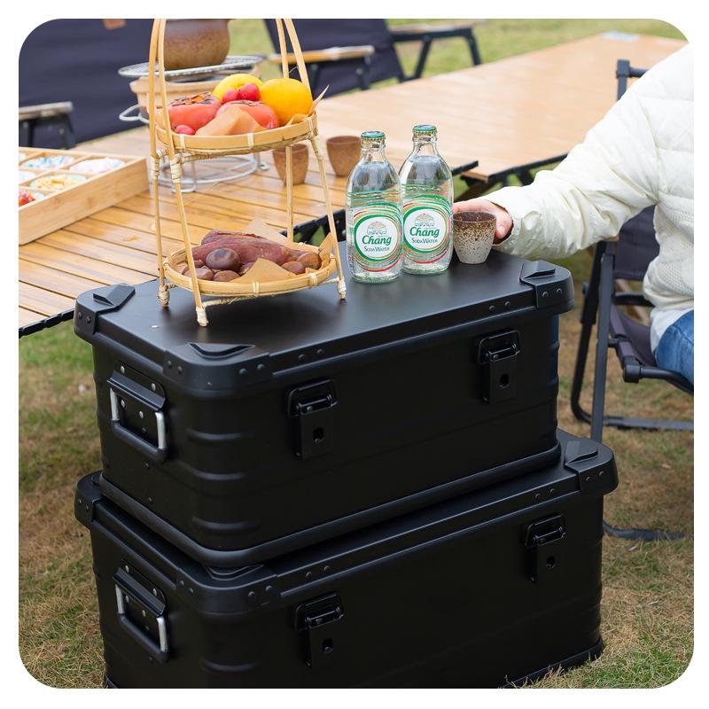 Black Aluminum Camping & Storage Box for Home, Outdoor, & Car Trunk