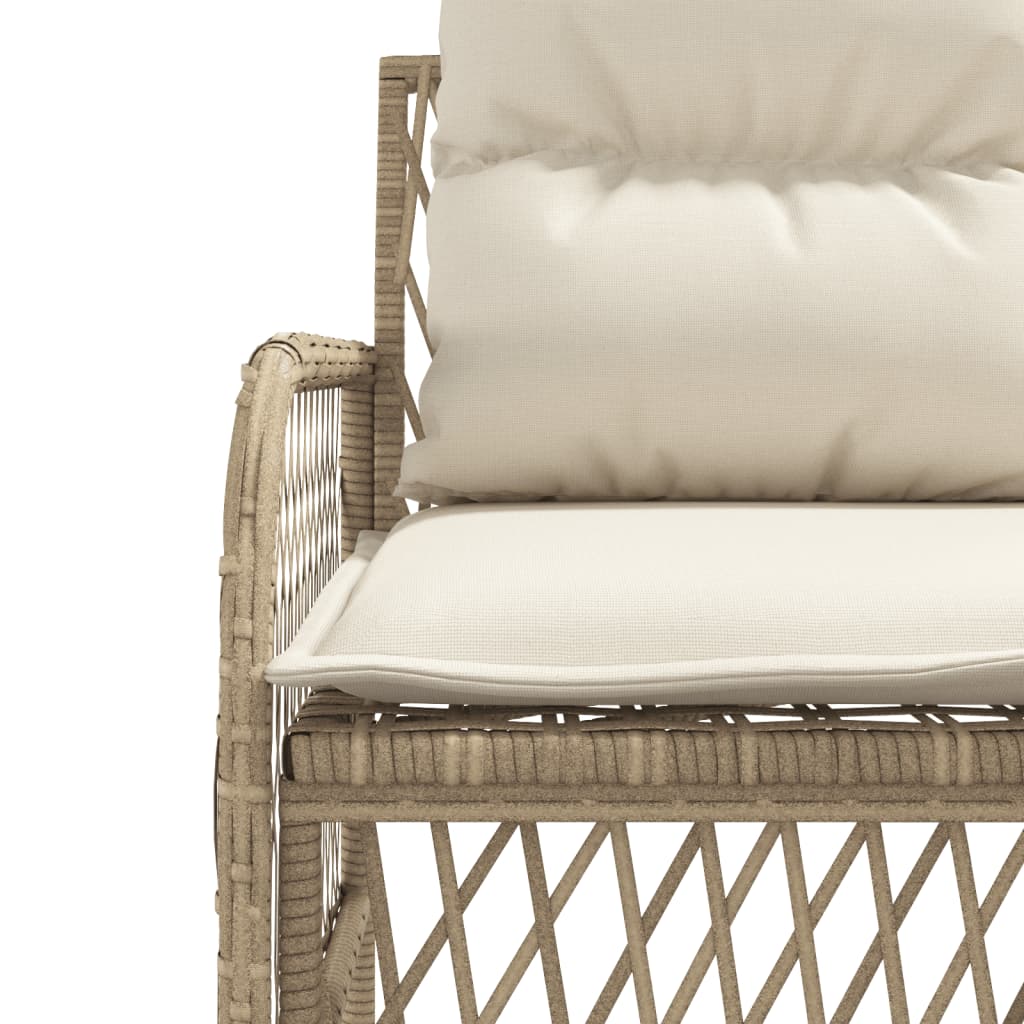Vidaxl 2-Cz. Garden Furniture Set With Cushions, Beige, Poly Rattan