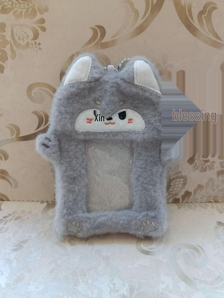 Chaveiro de Mochila de Pelúcia de Animal Fofo e Porta-Cartões - Pingente de 3 Polegadas para Fotos e Cartões
