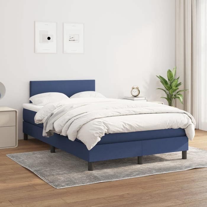 Maison Exclusive - Sommier à lattes de lit avec matelas Bleu 120x200 cm Tissu