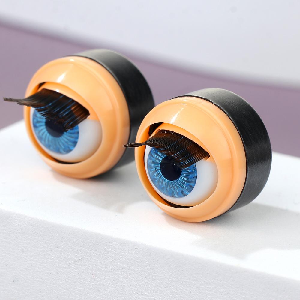 1Pair Doll Activity Eyes Doll Eye Accessories with Eyelashes Doll Rolling Eyeballs Simulation Active Eyeball DIY Doll Eyes