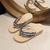 2025 Summer New Slippers Go Out Xiaoxiang Flip-flops Women's Retro Wedge Heel Light Flip-flops