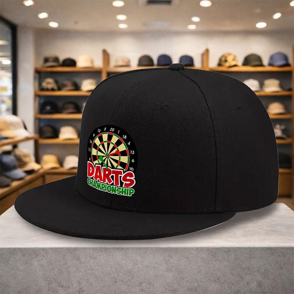 Berretto da Baseball con Stampa Grafica Campionato di Freccette, Visiera Piatta, Poliestere, Snapback Casual, Unisex, Sportivo