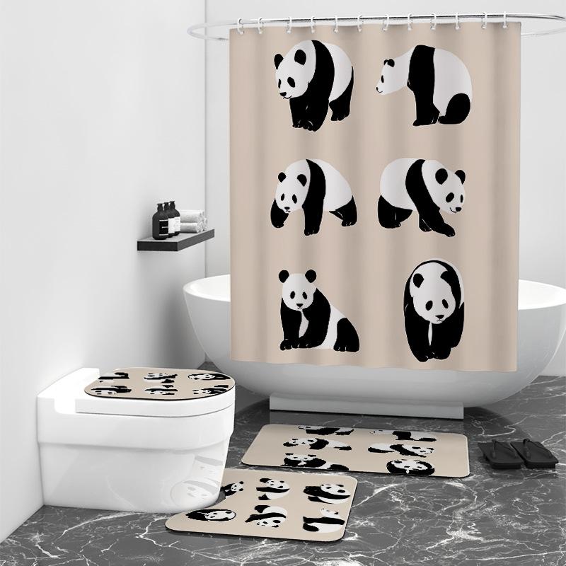 Cartoon Panda Digital Printing Shower Curtain Shower Room Bath Partition Curtain Tarpaulin