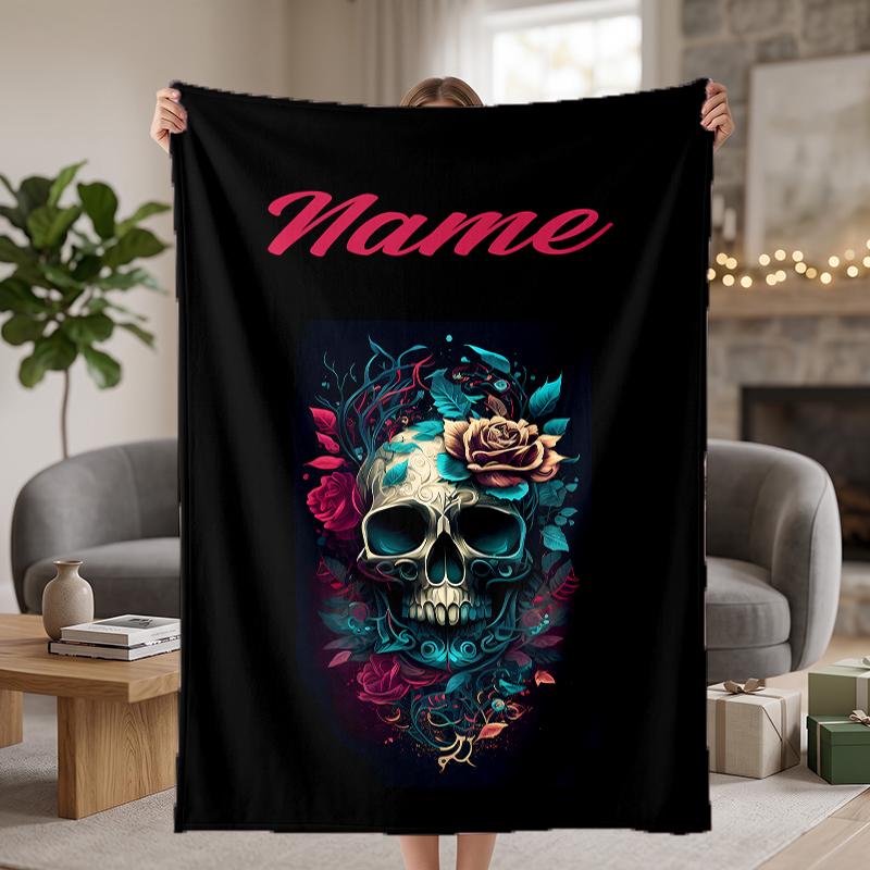 Dark Gothic Custom Flannel Blankets Soft Warm Cozy Throws for Home Decor Holiday Gifts