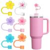 Flower Straw Cover Caps Silicone Straw Tips Lid 10Mm Reusable Dust-Proof Straw Topper For Stanleys Cup Party Decor