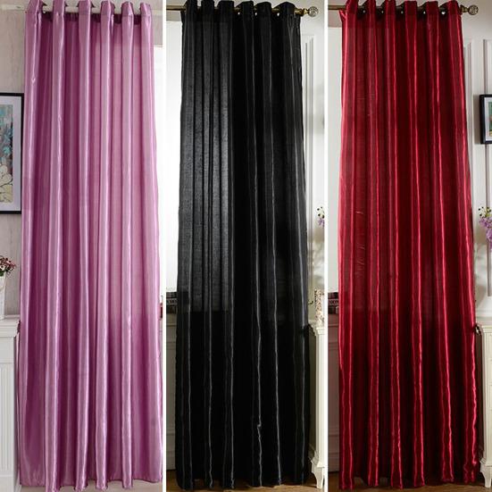 100x250cm Punching Solid Color Soft Window Blackout Curtain Bedroom Draperies
