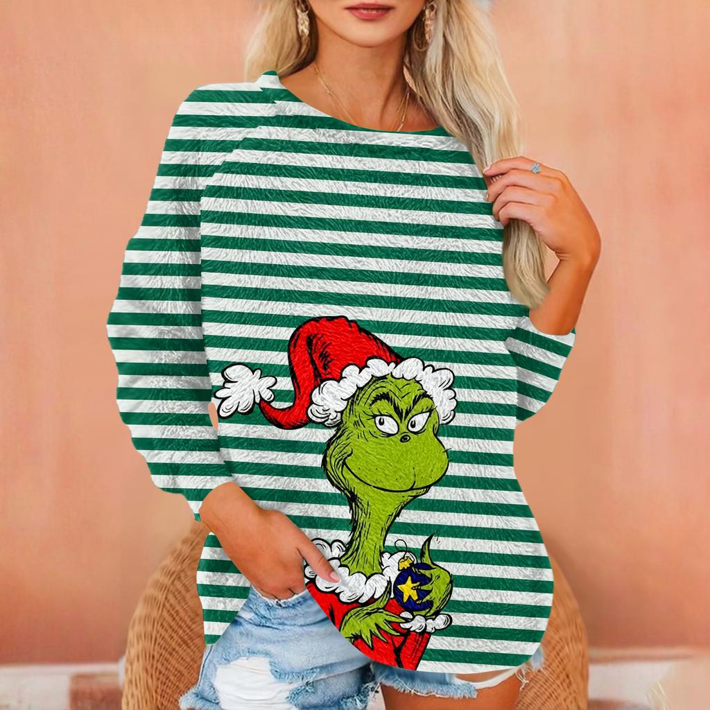 Women's T Shirt Flannel Print Tunic Long Sleeve Party  Round Neck  Tops