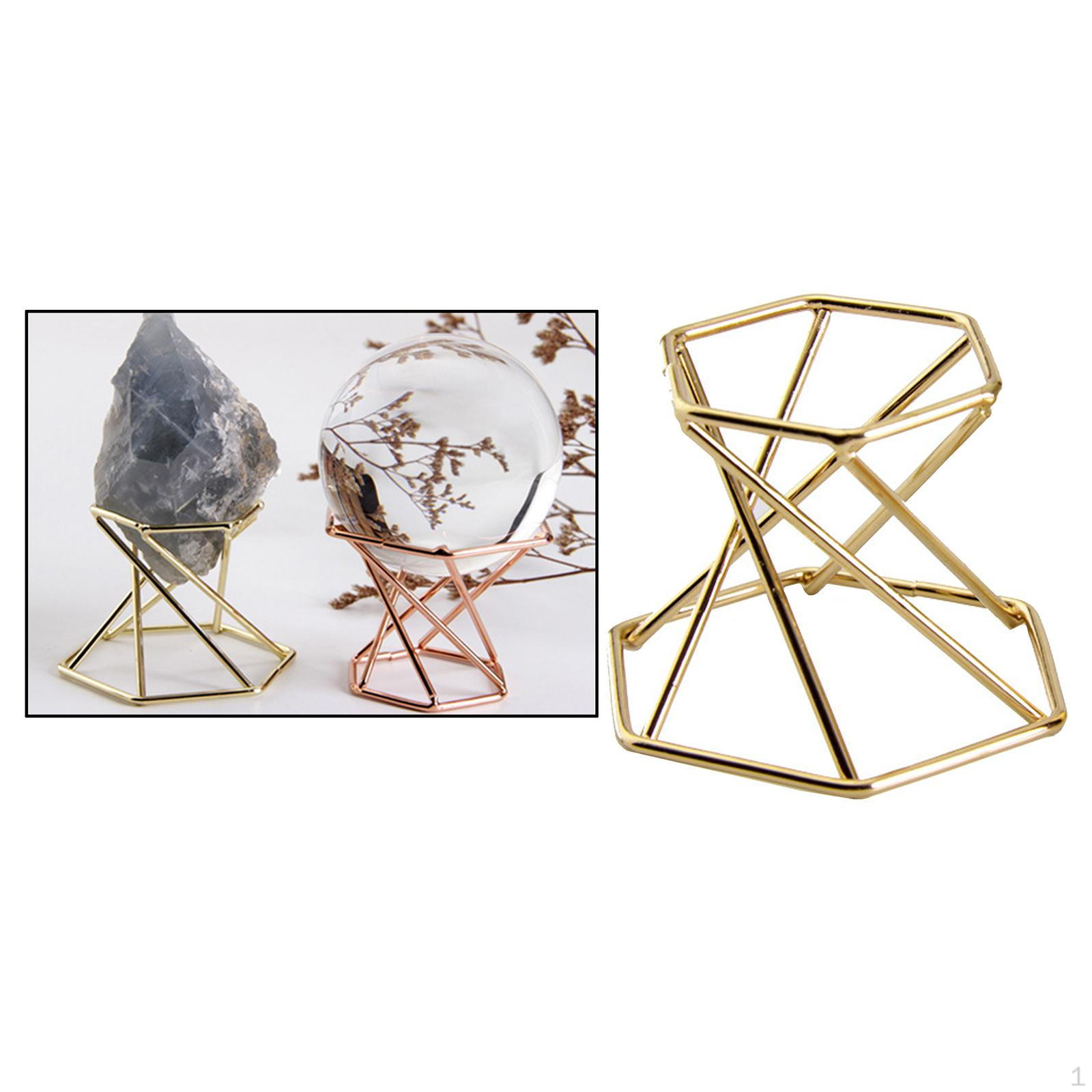 

Колекційні Кришталевий Дисплейний Стенд Тримач Стійка для Каменів Дорогоцінного Каменю Геоди Аметисту Обсидіану Hexagon Golden