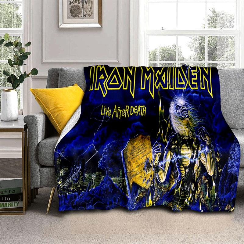 HD I-Iron Maiden Heavy Metal Band 3D Blanket,Soft Throw Blanket for Home Bedroom Bed Sofa Picnic Travel Office Cover Blanket Kid