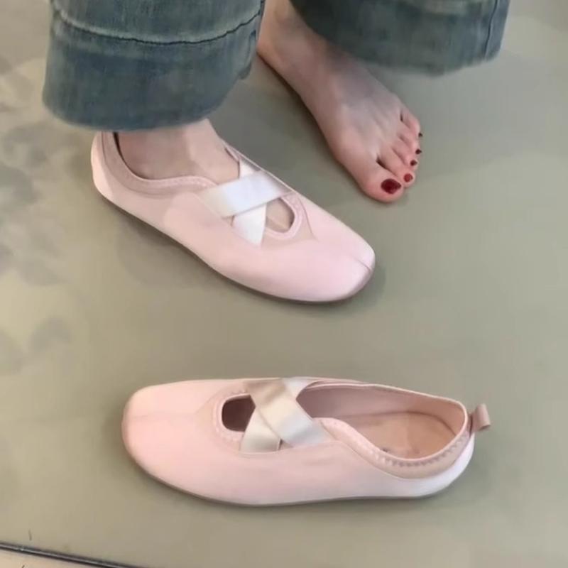 Women's Ballet Flats Soft Sole Lightweight Satin Sweet Dancing Mary Jane Shoes for Silk Ladies Walking Loafers Comfortable