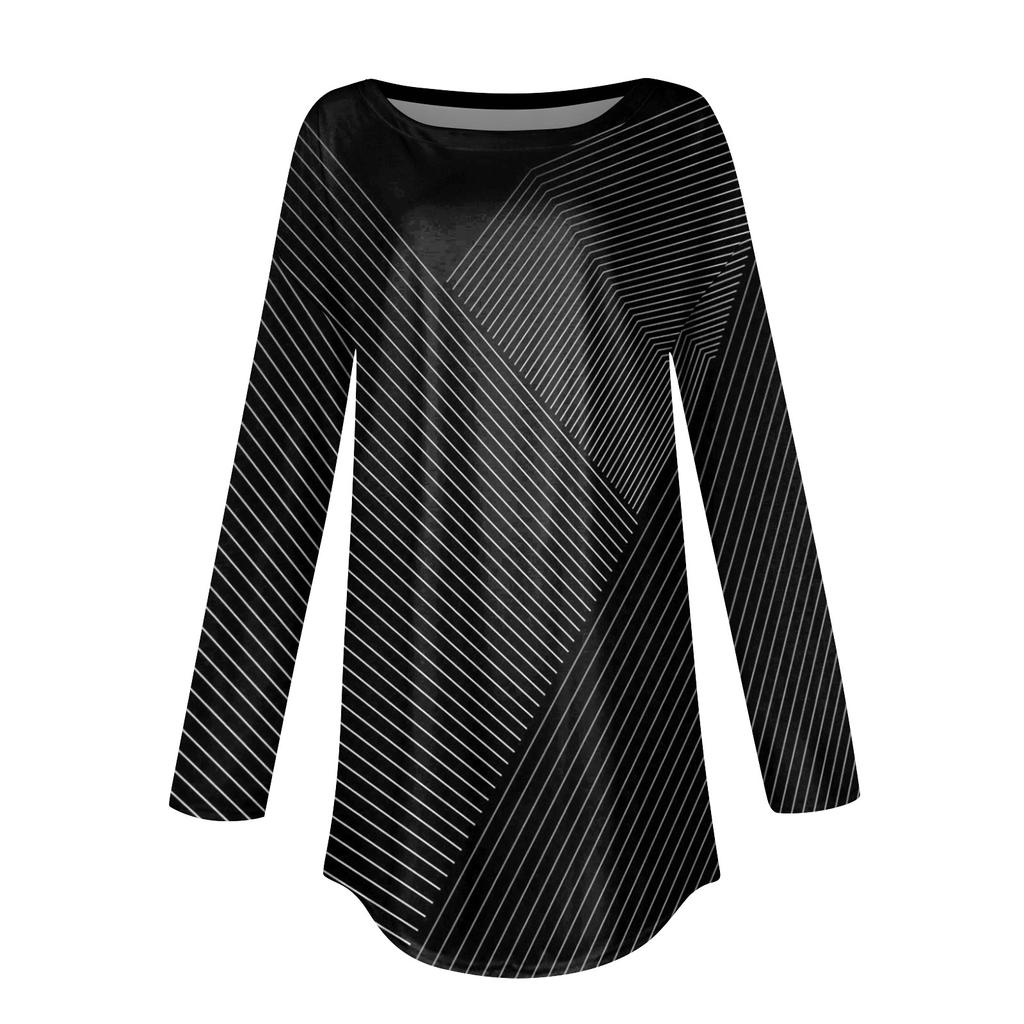 Modisches, lässiges, langärmliges Oberteil mit Rundhalsausschnitt und Aufdruck für Damen