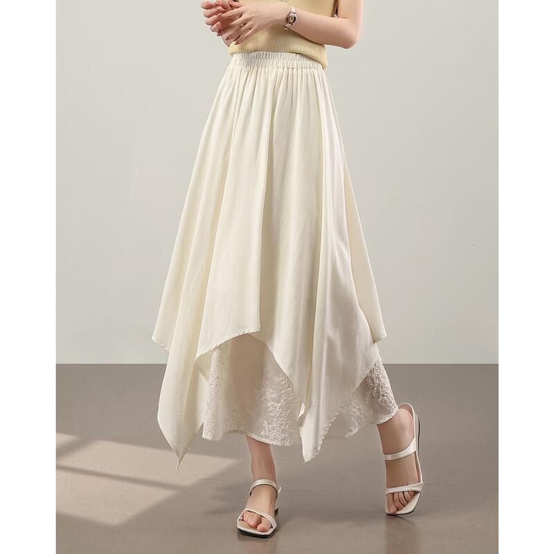 TERRE BLEUE Lace Patchwork A-Line Midi Skirt