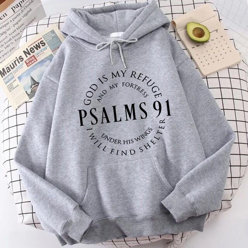 

Women s Inspirational Psalms 91 Verse Long Sleeve Hoodies Casual Kangaroo Pocket Women Sweatshirts Graphic Hooded Hoody Clothes S