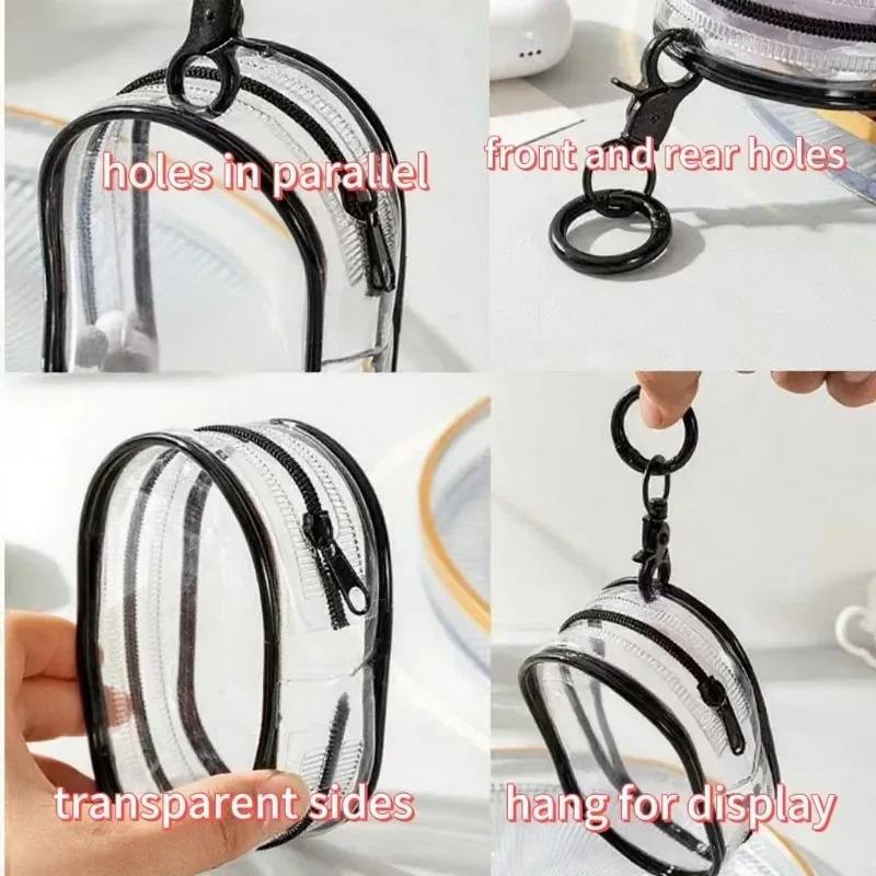 Portable Mini Clear Zipper Storage Bag - Space-Saving Organizer for Earphones & Chargers, Versatile with Handy Keychain Loop