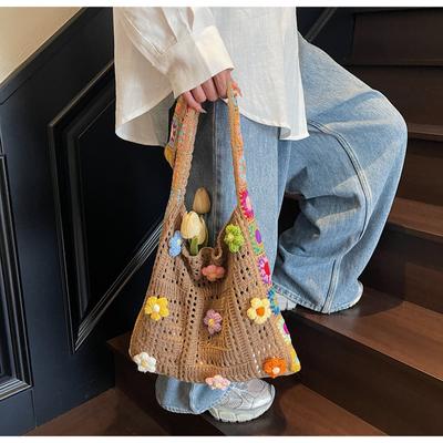 Wool Woven Sunflower Bag Women's 2025 New Large-capacity Shoulder Bag Small Fresh Holiday Messenger Bag