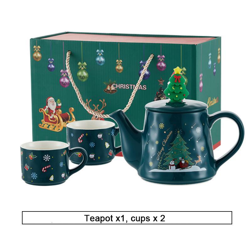 Kerst Keramiek Theeserviezen Koffiekop & Schotel Kerstman Eland Sneeuwpop Theepot en Kop Set Drinkwaren Kerstcadeau 1 Pot 2 Kopjes