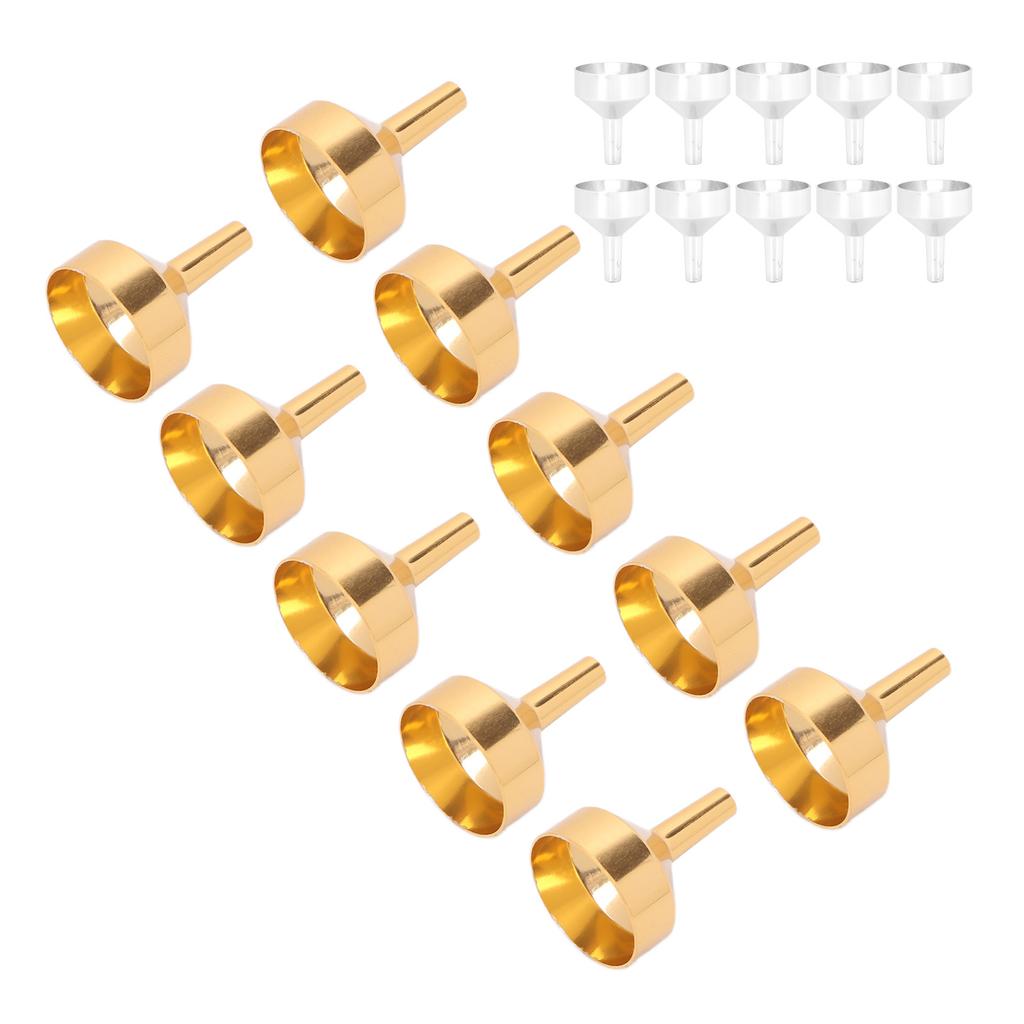 10 stk metall liten trakt aluminiumslegering trakt for å fylle flasker og overføre kosmetikk P