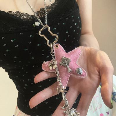 Fabric Bow Star Pendant Necklace Sweet Versatile Collarbone Chain Niche Temperament High-end Jewelry Women