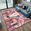 VIKAMA Western-Style Carpet With Bull'S Head And Rose Motif Office Chair Rug Living Room And Bedroom Carpet Home Decor