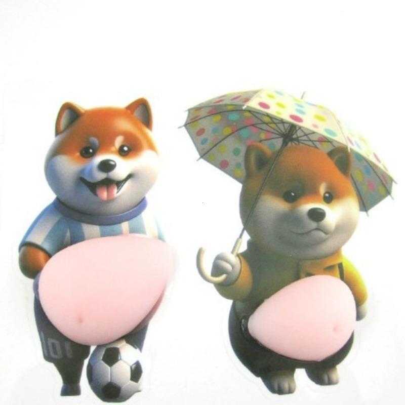 Silicone 3D Cute Puppy Sticker Squeezeable Shiba Inu Phone Case Decoration Children'S Birthday Party Favor Festival Supplies