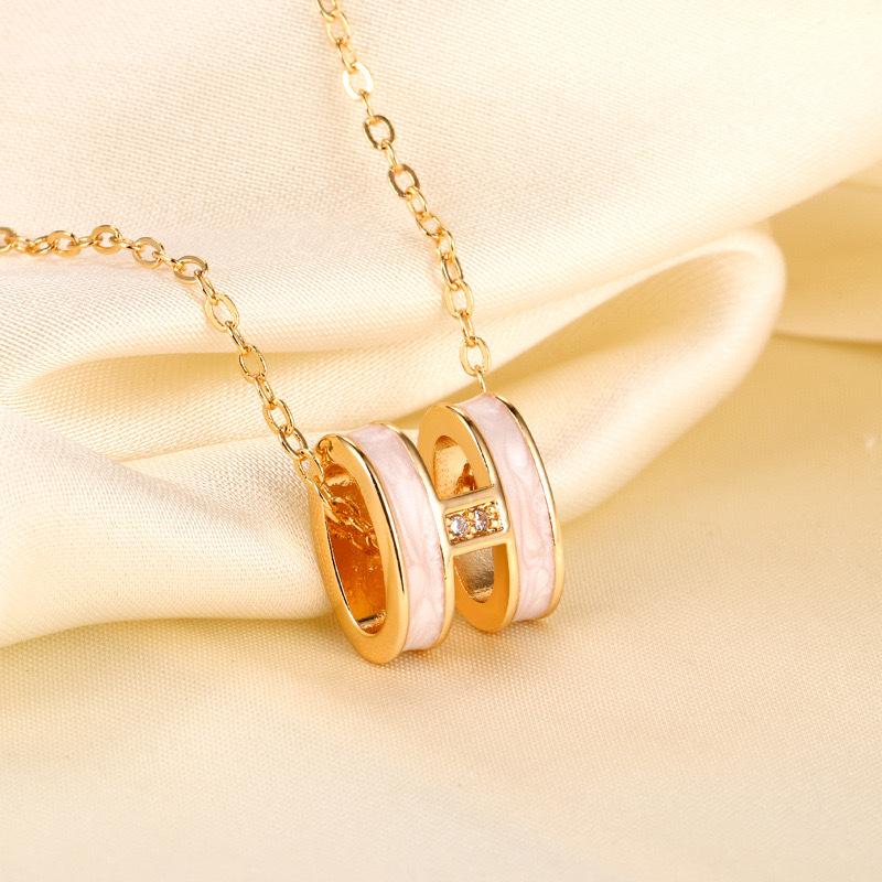 Douyin покрытое настоящим золотом Seiko белая рябь H ожерелье холодный ветер ins интернет-знаменитость цепочка на ключицу