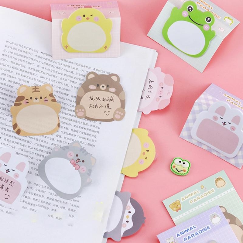 160 Sheets Animal Notes Paper Adheive Notes Pad Pocket Notepads Pocket Memo Pad for Writing Journaling Noting 60x58mm