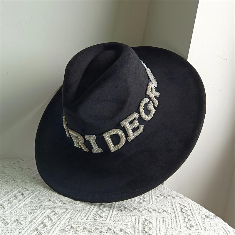 DIY Bridal Hat high-end design cowboy hat four seasons hat summer beach hat elegant pearl straw hat fedora