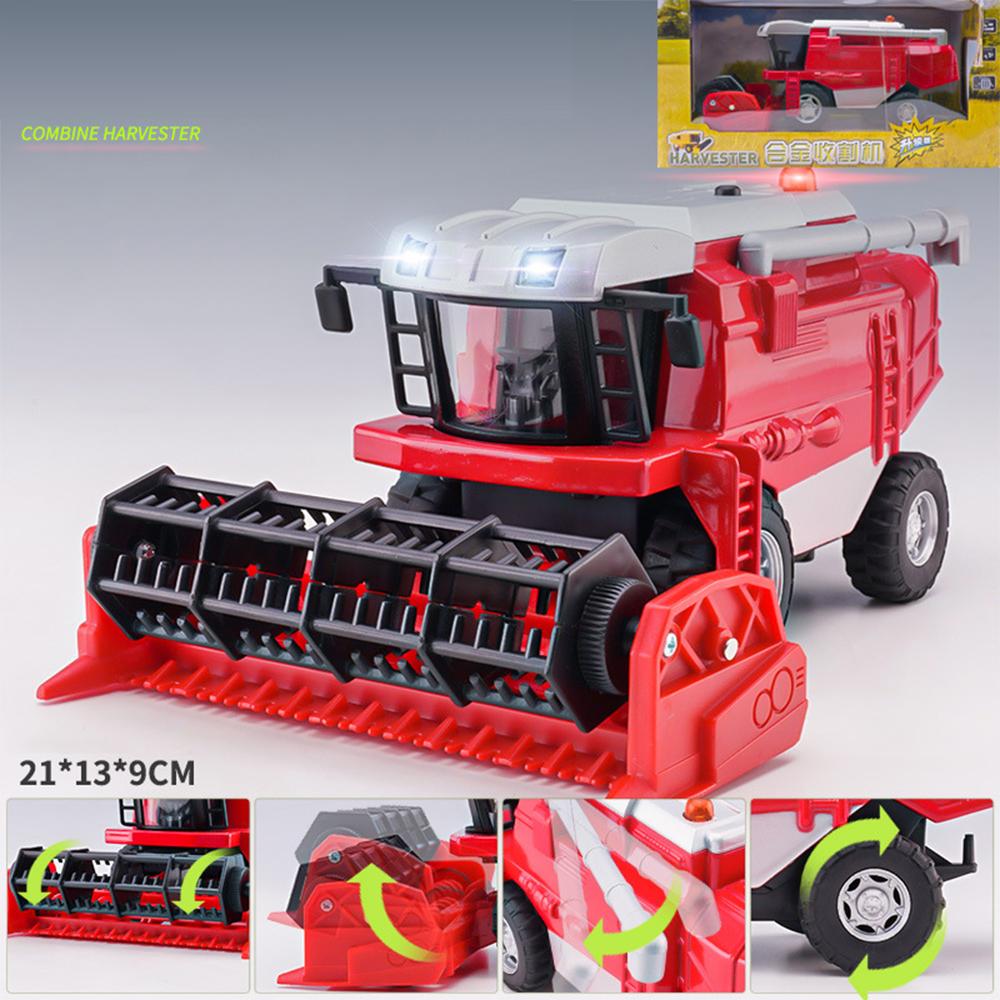1/24 Alloy Combined Wheat Harvester Model Agricultural Tractor Vehicle Sound and Light Suitable for Collection Kids Toys