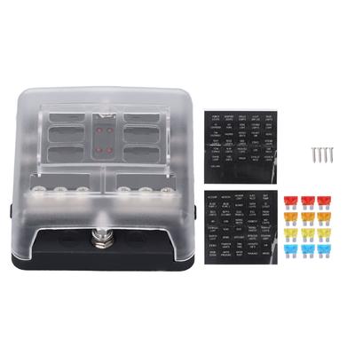 DC12V 24V Sicherungskasten 6-fach Wasserdichter Sicherungshalterblock mit LED-Anzeige für Automobil LKW