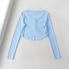 Trendy Women's High Waist Crop Top with Thin Long Sleeves - Summer Sunscreen Top