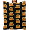 Crispy Chicken Burger With Melted Cheese Throw Blanket Flannel Fabric Loose Summer Tourist Blankets