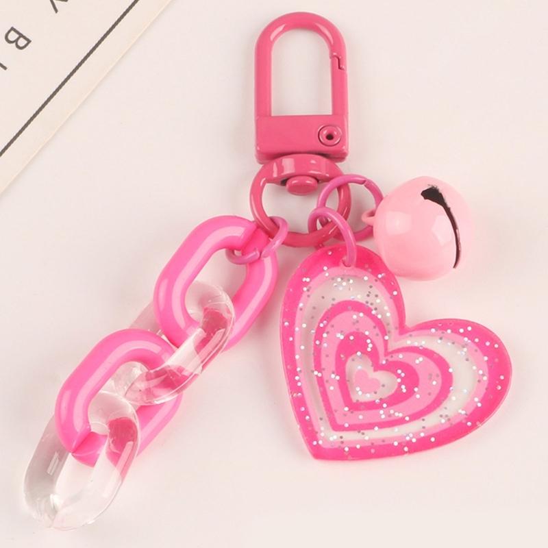 Sweet Acrylic Heart Pendant Keychain Link Chain Keyring for Purse,Handbag, Bag