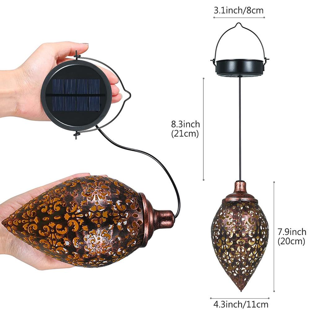 Outdoor Solarleuchte LED Marokkanische Retro Hohlprojektionslampe Metall Wasserdichte Hänge-Gartenleuchte für Terrasse Weg Hof Veranda