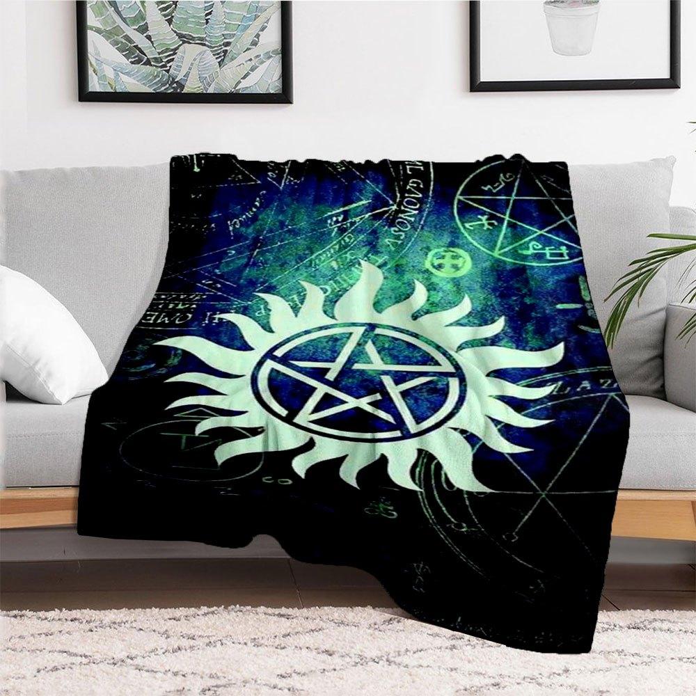 Supernatural Anti-Possession Symbol Poster PrintBlanket Flannel Throw Blanket for Sofa, Bed, Travel, Camping, Office, Couch, Chair, And Bed