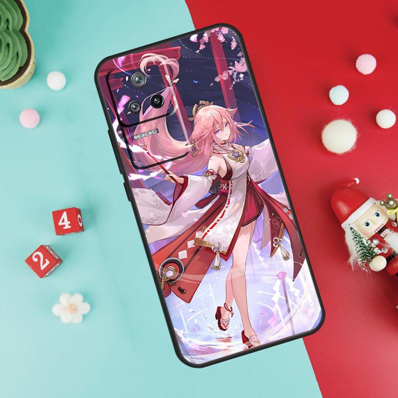 Genshin Impact Yae Miko Case For Xiaomi 13 12 Lite 11T 12T Pro 12X POCO X3 X5 F5 Pro F4 X4 GT M5s C40 F3 Back Cover