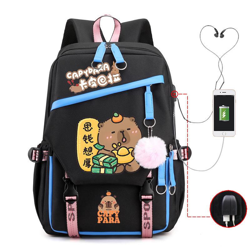 Kapibara fun peripheral printing new schoolbag cute cartoon primary and secondary school students spine backpack