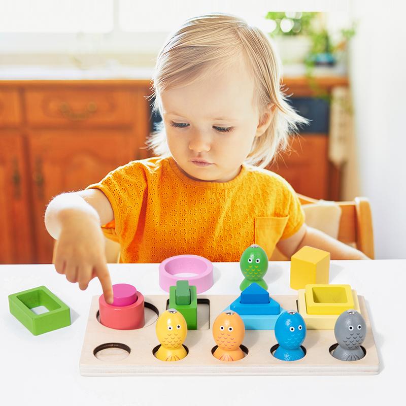 Montessori Wood Toys for Kids Wooden Sorting Stacking Toys for Baby Toddlers Educational Shape Color Sorter Preschool Kids Gifts