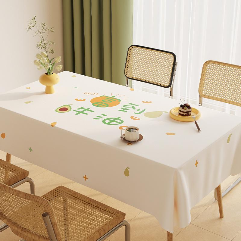 Tablecloth Waterproof, Oil-Proof And Scalding-Proof Leave-In Cartoon Dining Table Cloth Sheepskin Texture Tablecloth Thickened Coffee Table Tablecloth