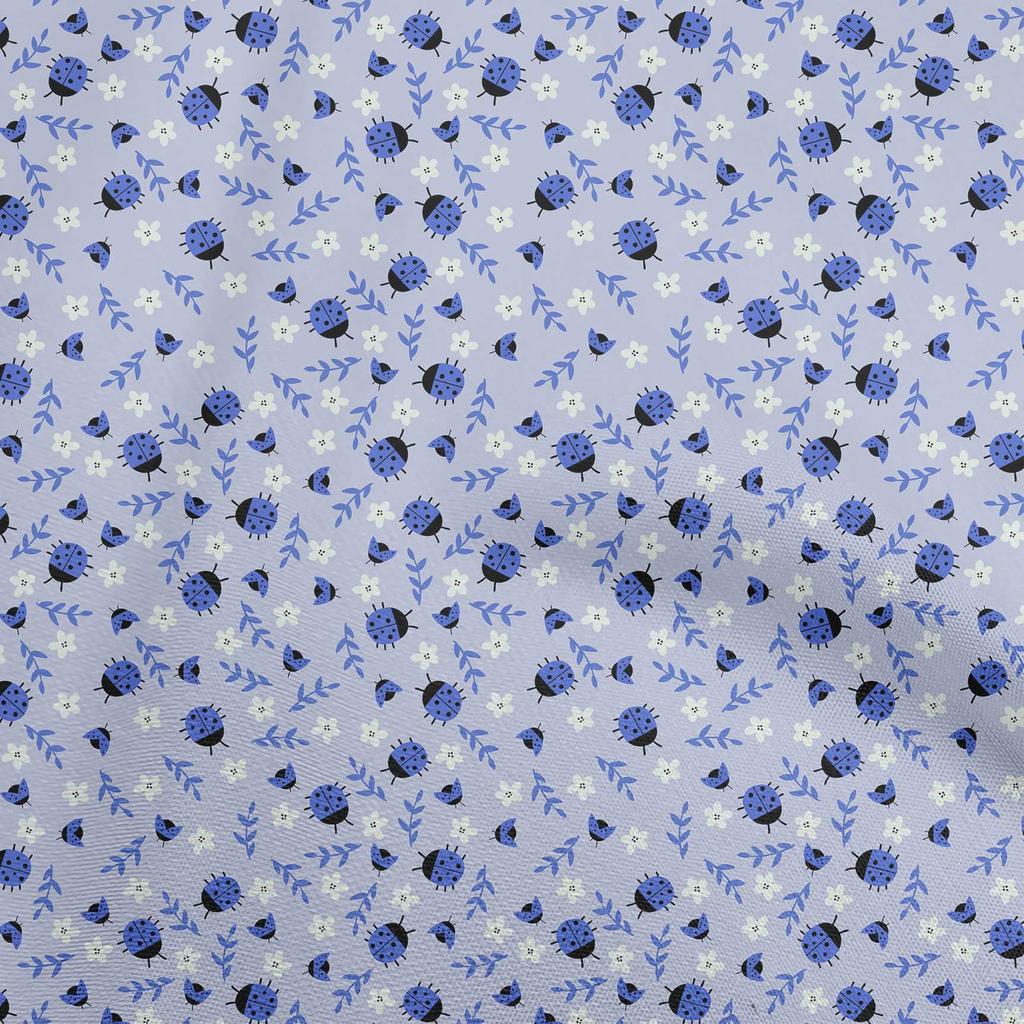oneOone Bomull Poplin Middels blått stoff Bird Ladybird Quilting Supplies Print Systoff By The Yard 42 tommer