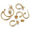10pcs Stainless Steel Gold Plated C Shape Huggie Earring Posts Anti-allergy Stud Earrings Components for DIY Women Jewelry Gifts