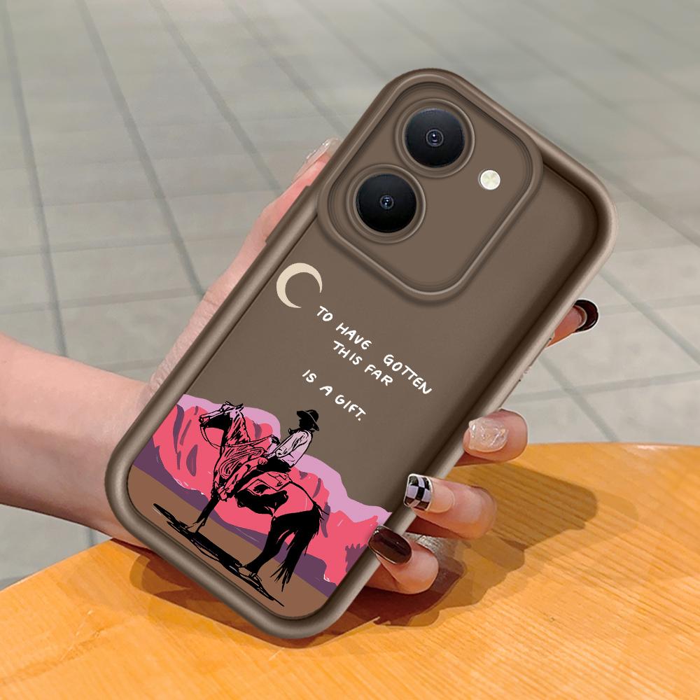 Soft Silicone Square Ladder Printing Pattern Phone Casing Full Cover Camera Shockproof Protection Rubber Case for Vivo
