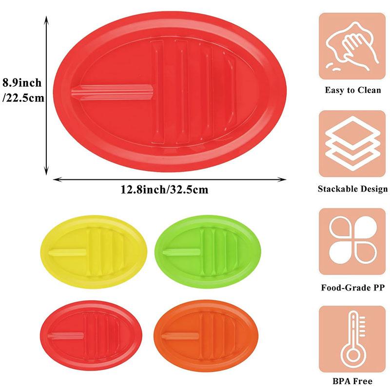 PGY 4/8 Packs Plastic Taco Plates for Party Large Taco Holder with 2 Dipping Areas Stand Up Divider for 3 Tacos Dishwasher Safe