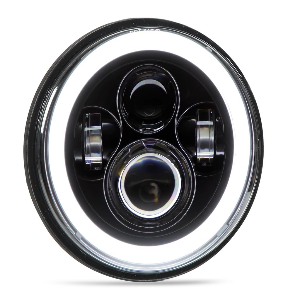 7 Zoll Motorrad LED Angel Eye Scheinwerfer Weiß Gelbes Licht Universal Ersatz für Road Star