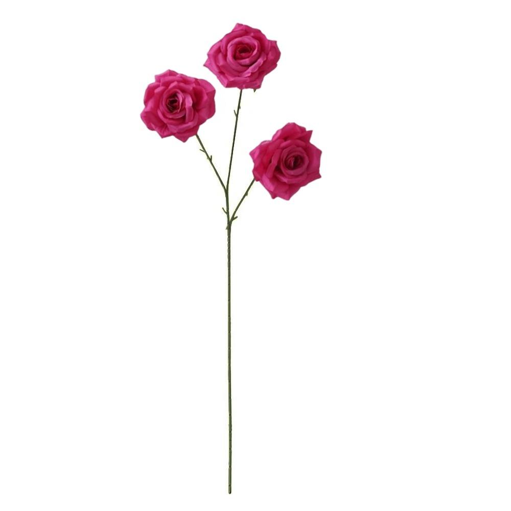 Fashion 3 Heads Simulated Rose Bouquet Silk Rose Soft Artificial Flowers Vintage Flower Bouquet Photography Props