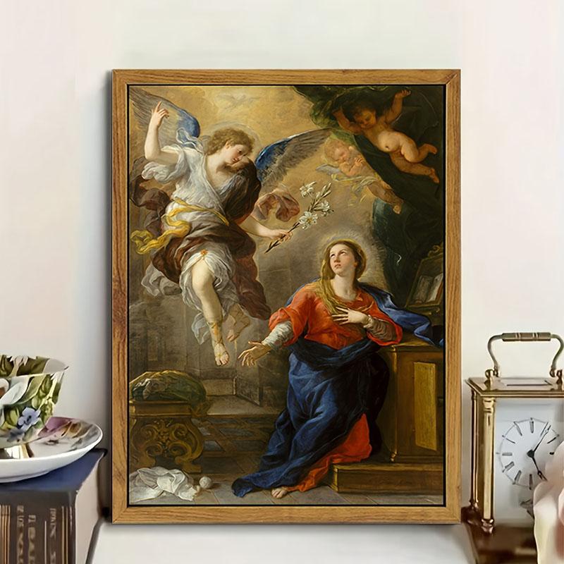 1pc Vintage Virgin Mary and Jesus Canvas Christian Faith Poster Home Wall Art, Vintage Living Room Kitchen Bathroom Decor