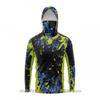 Mens Quick-Dry Ice Silk Long Sleeve Fishing Shirt With Hood Integrated Face Cover Camo Outdoor Performance Top