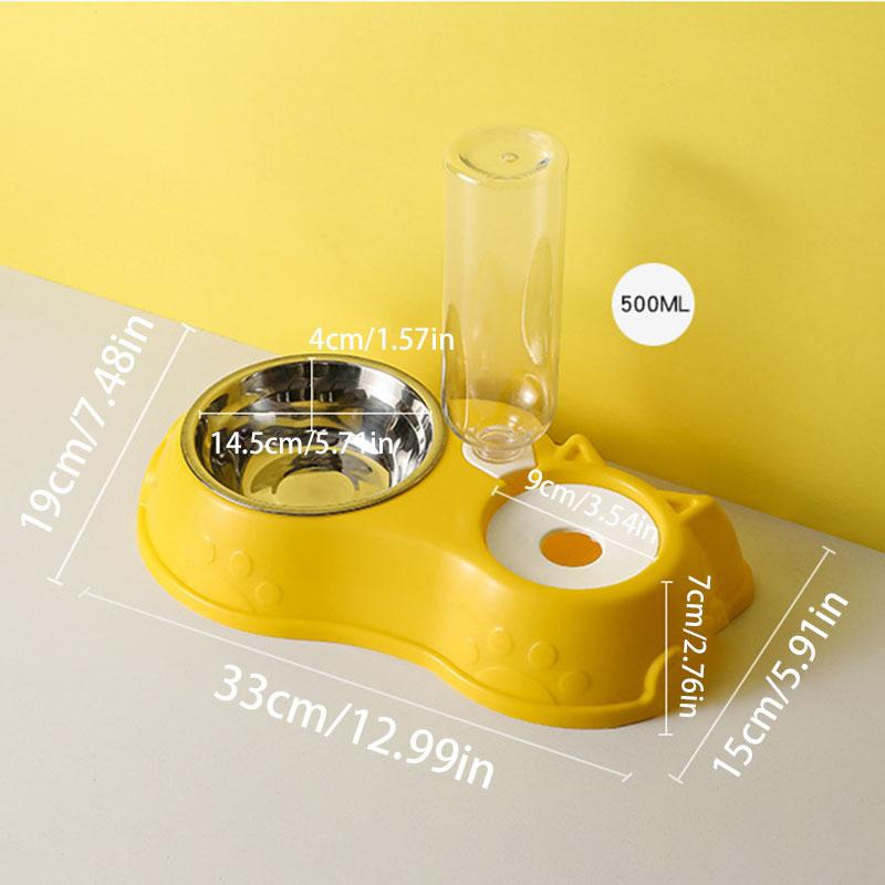 Double Bowl for Pets, for Cats and Dogs, 2 In 1, Automatic Water and Food Dispenser, Non-slip Bowl for Cats and Dogs, Feeding Accessories for Pets Of