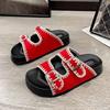 Flat Bottom One-word Outer Slippers Women's Fashion 2025 New Summer Belt Buckle Fairy Wind Soft Bottom Seaside Cool Slippers